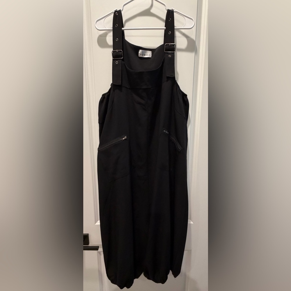 Kate Hewko Buckle Strap Utility Jumpsuit Romper Black One Size Lagenlook Relaxed